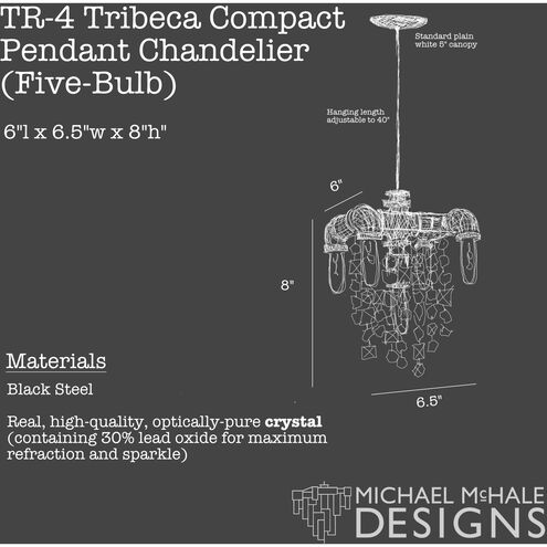 Tribeca 5 Light 6 inch Compact Chandelier Pendant Ceiling Light